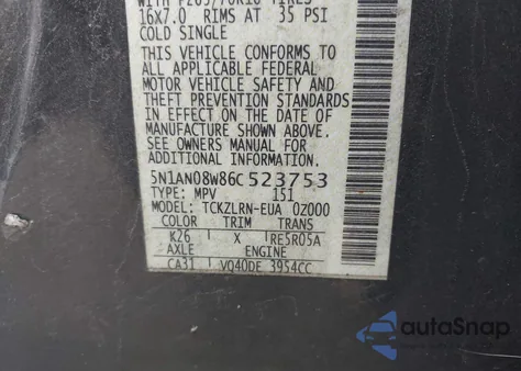 2006 Nissan Xterra S from USA, damaged, VIN 5N1AN08W86C523753